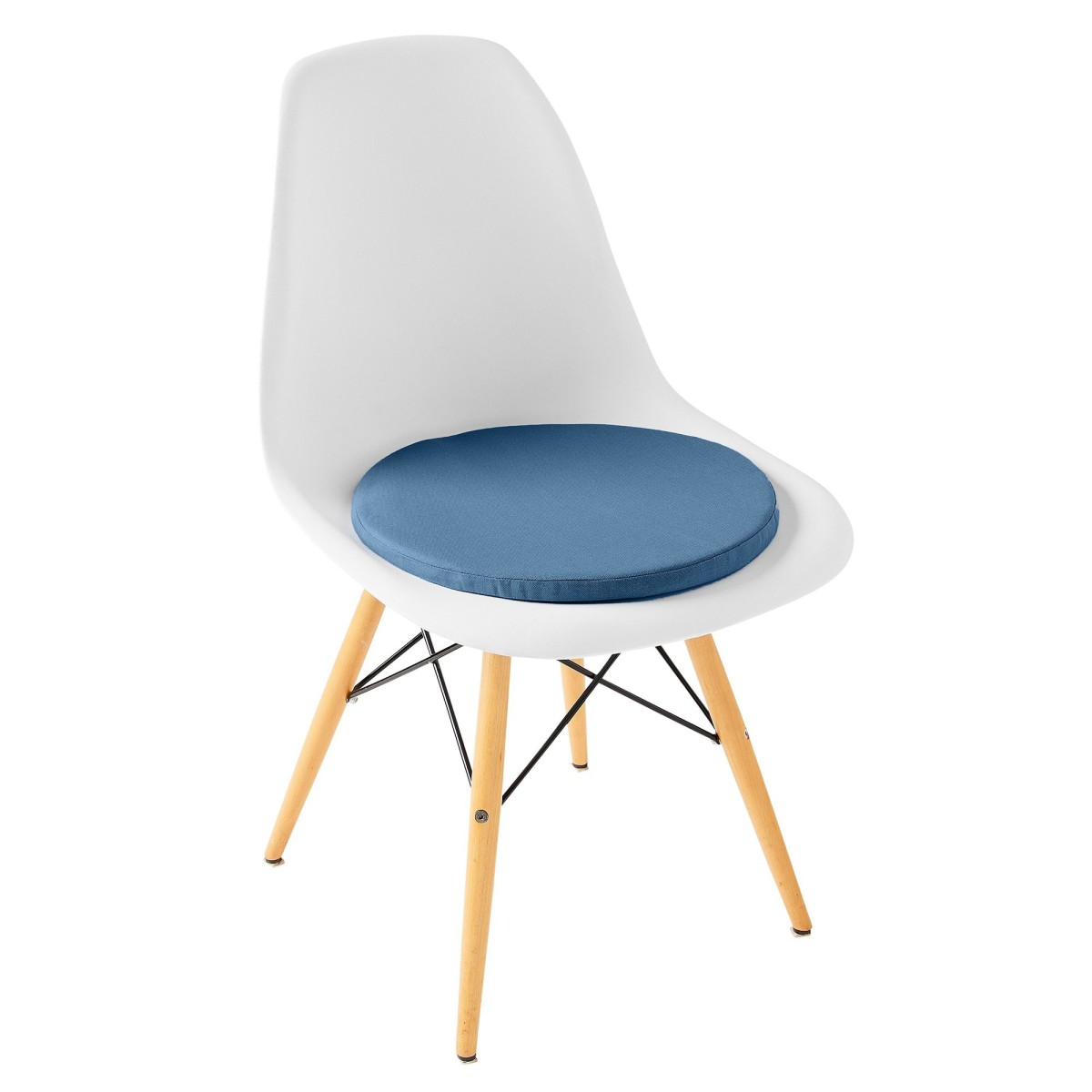 Blancheporte Okrúhly sedák na stoličku, jednofarebný, 2 ks modrá pr. 38cm