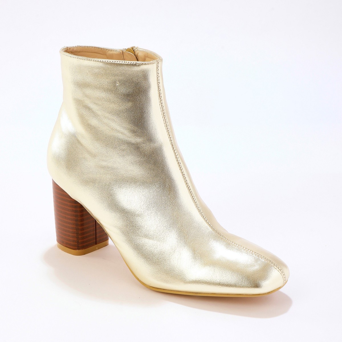 Kotníkové boty na podpatku, zlatý lesk zlatá 38