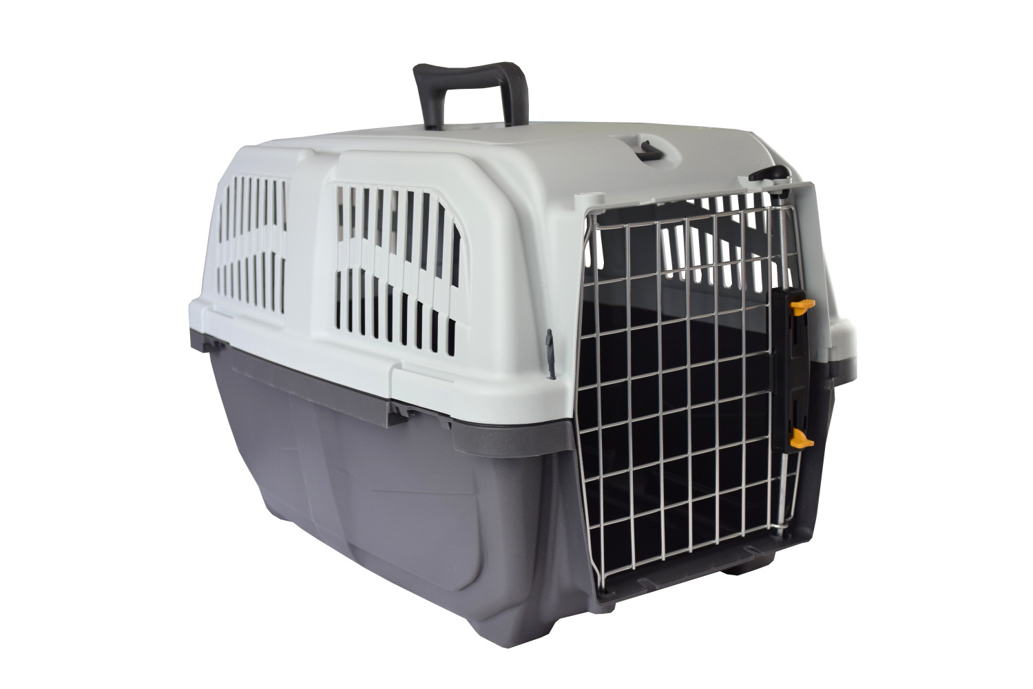 Cusca de transport pentru caini si pisici - alb/gri - Mărimea 2,2 kg, 55x36x35cm